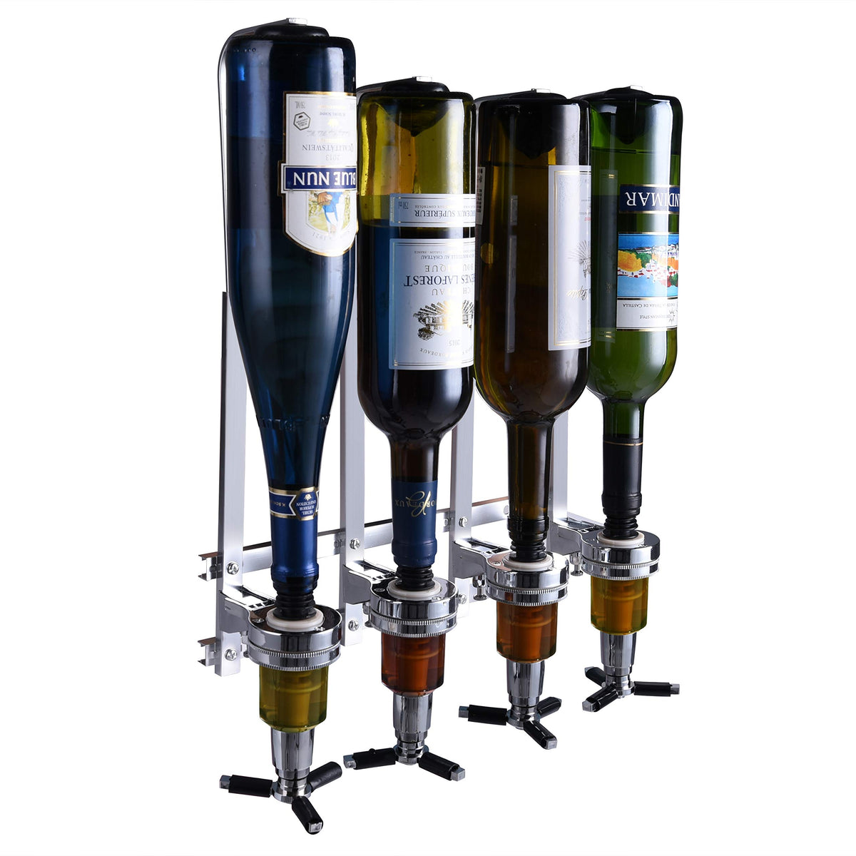 MUGLIO dispensador de pared para 4 botellas, ahorro de espacio en bar.