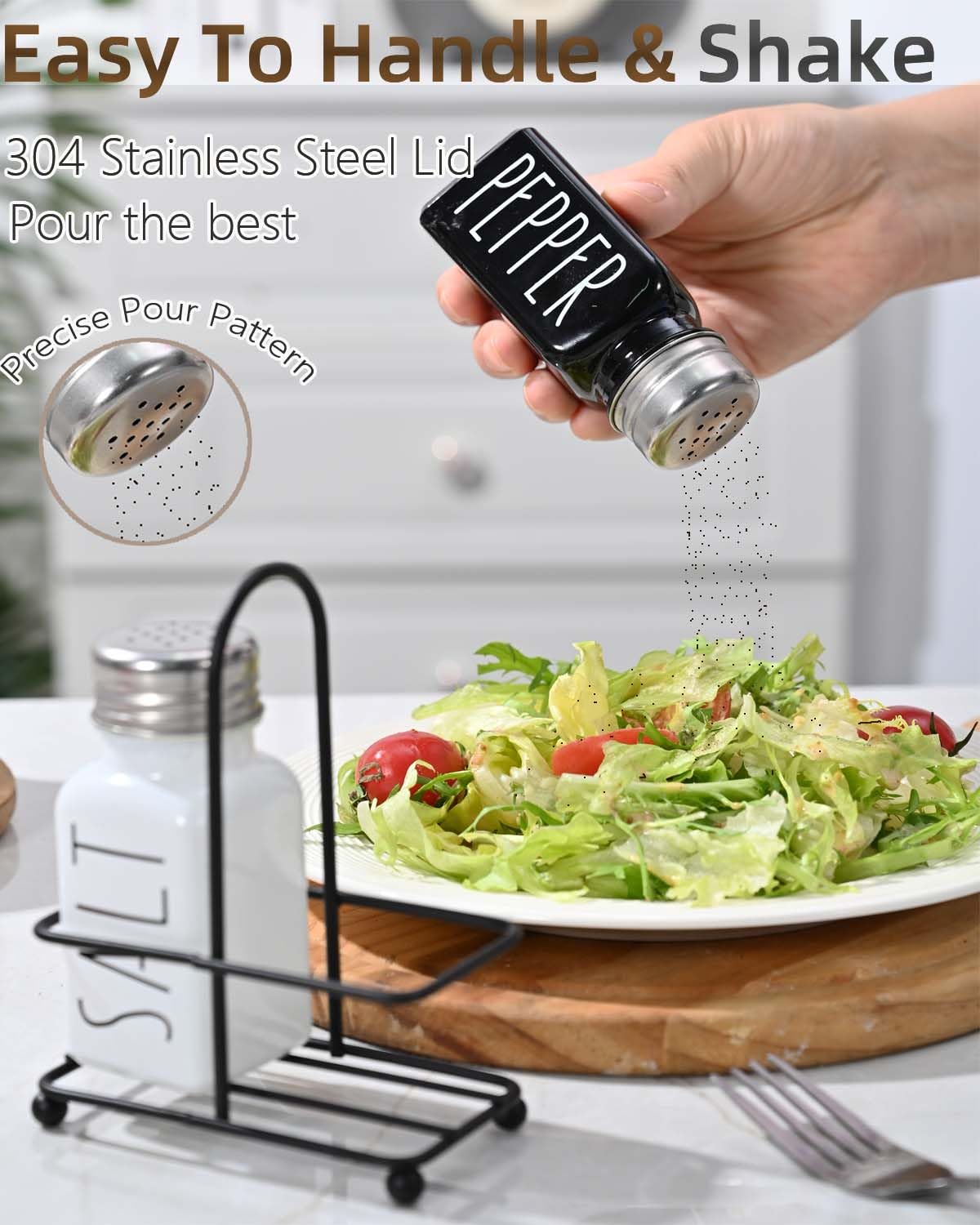 MuieorVue accesorio cocina sal pimienta cristal, decoración funcional para Día de Acción de Gracias.