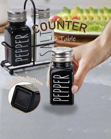 MuieorVue regalo para casa: juego de sal y pimienta en cristal blanco y negro.