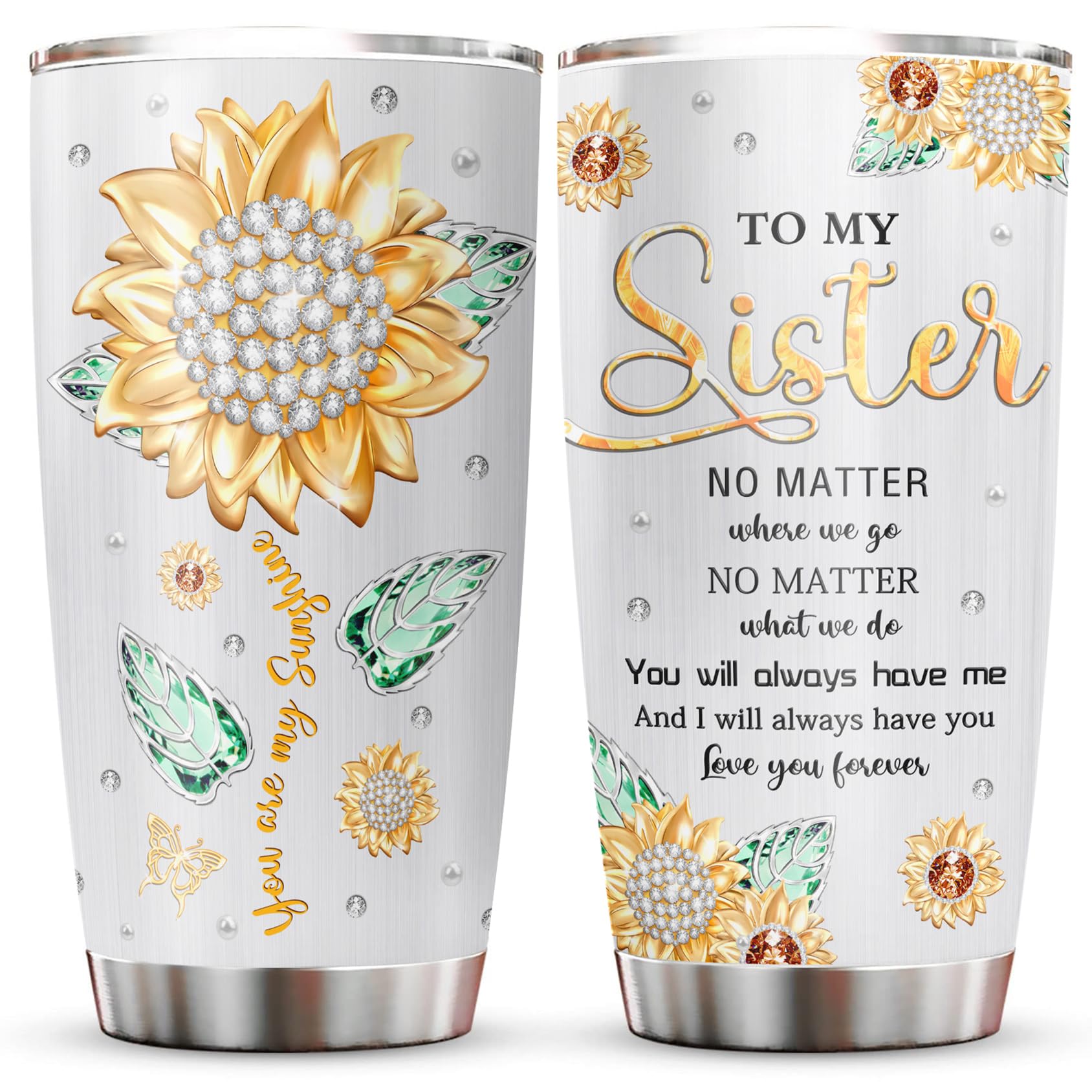 Tumbler Muilzon 20oz con diseño dulce para la hermana, ideal como regalo.