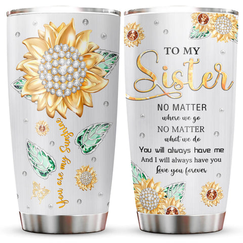 Tumbler Muilzon 20oz con diseño dulce para la hermana, ideal como regalo.