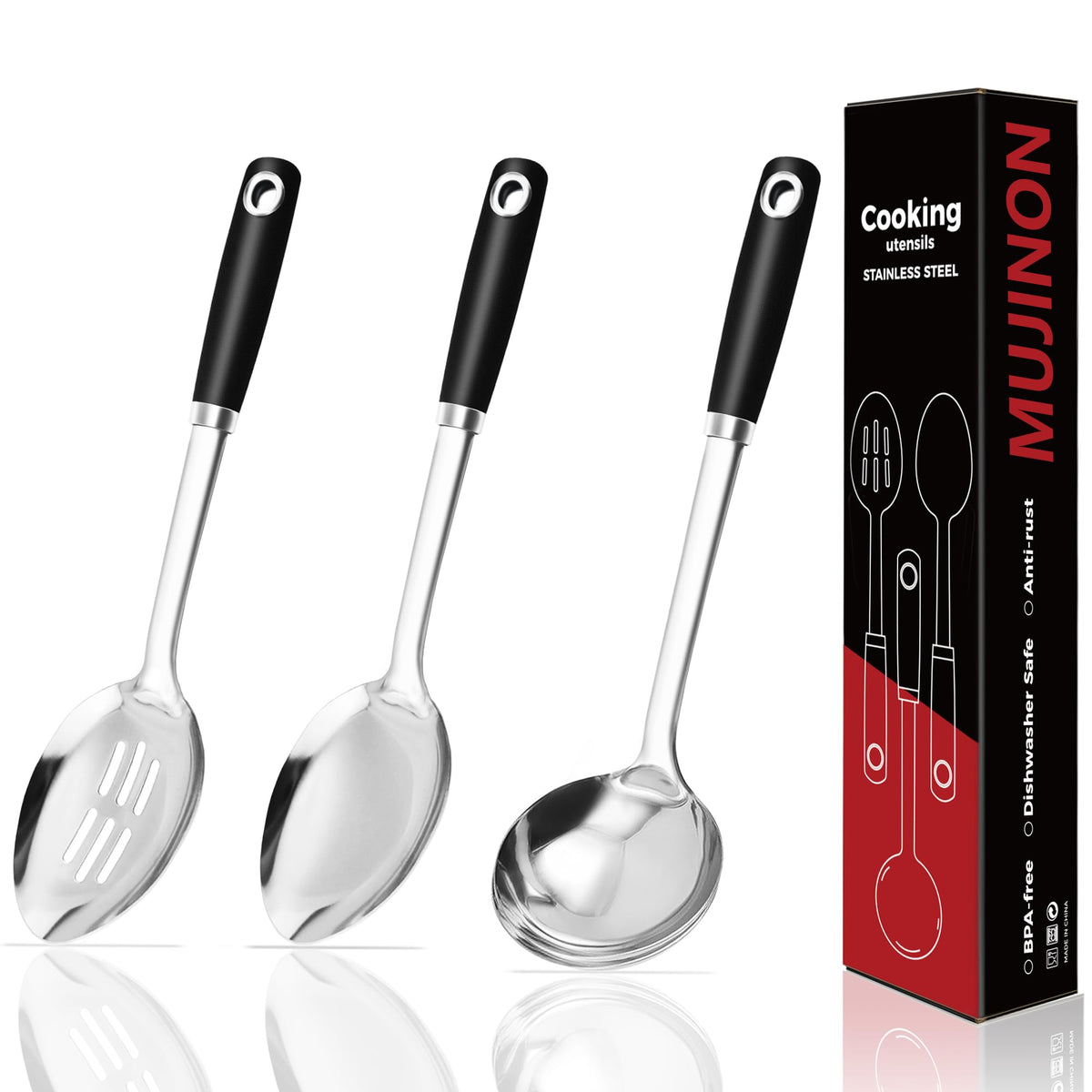 MUJINON cucharas de cocina 14 pulgadas, duraderas para uso diario.