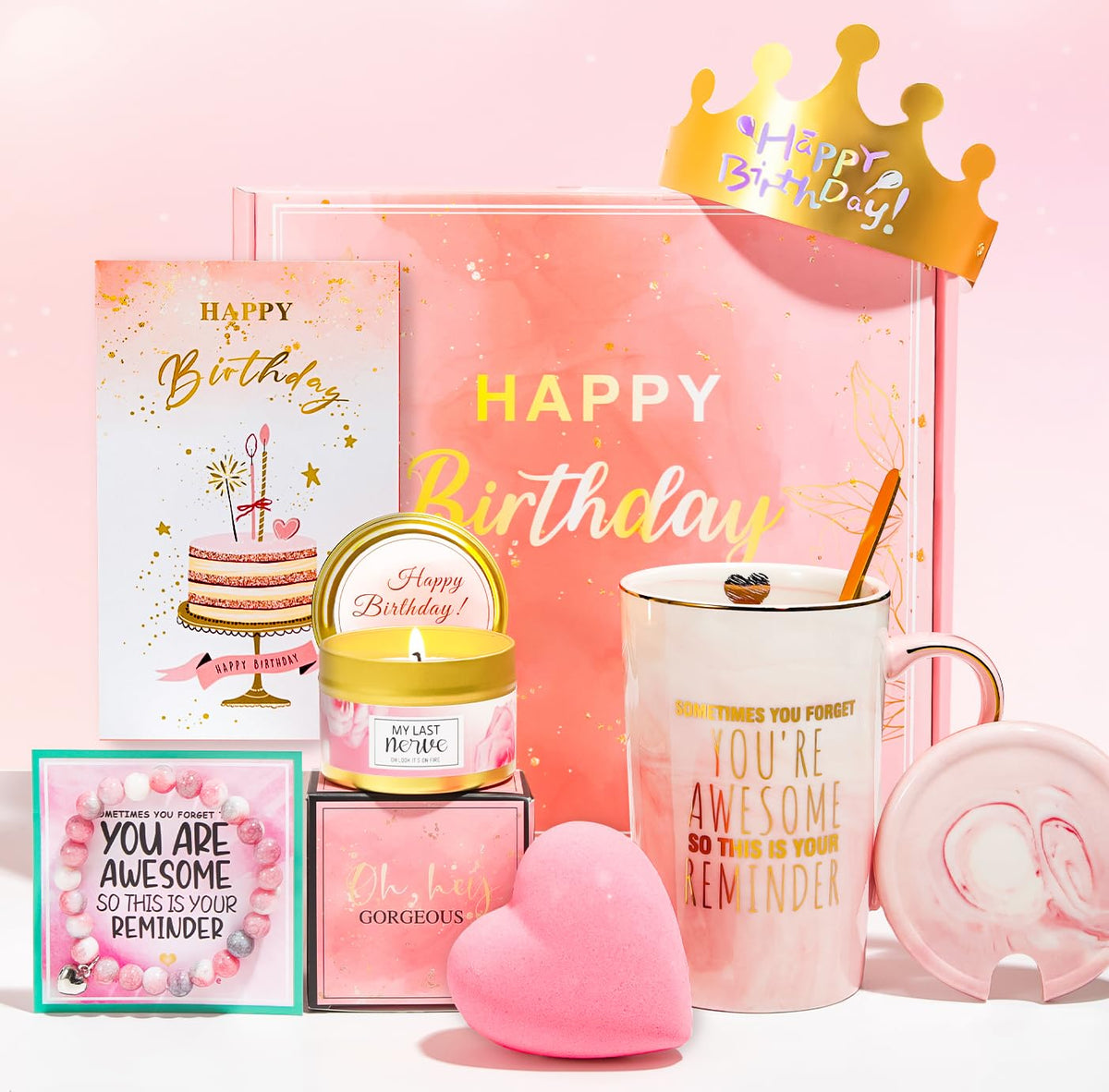 MUJUZE: caja regalo rosa para mujer, ideal para cumpleaños y celebraciones