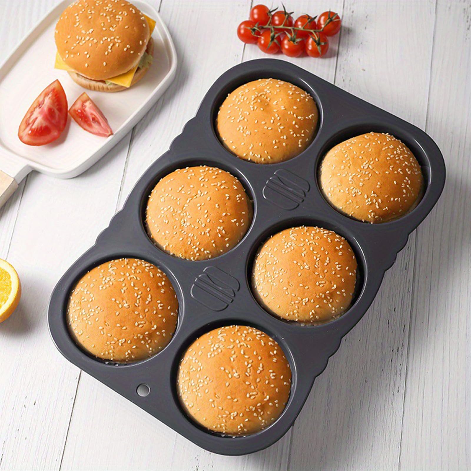 MUJUZE molde de desmolde fácil para pan de hamburguesa casero.