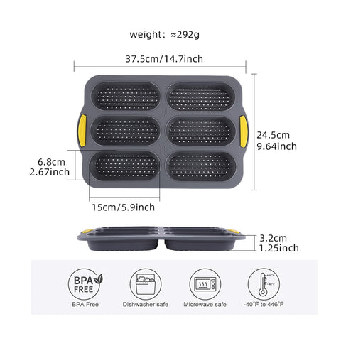MUJUZE pan silicona bollos perro caliente, fácil desmoldeo y limpieza.