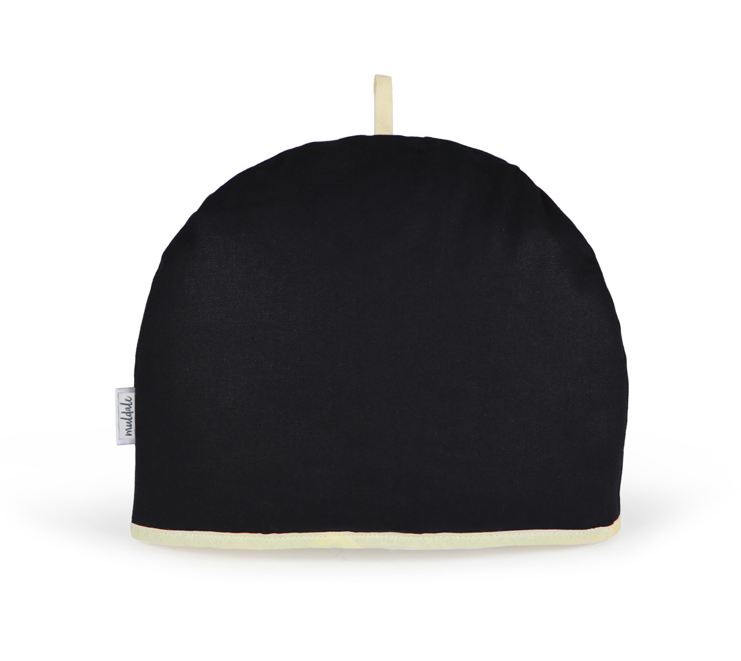 Funda para tetera Muldale negra y aislante, ideal para mantener el té caliente.