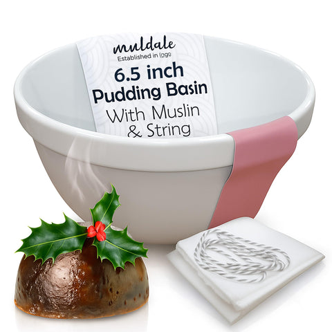 Molde pudín cerámico Muldale 1 litro, vista frontal, ideal para hornear y desmoldar.
