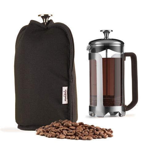 Muldale prensa francesa Cozy negro para mantener el café caliente por más tiempo.