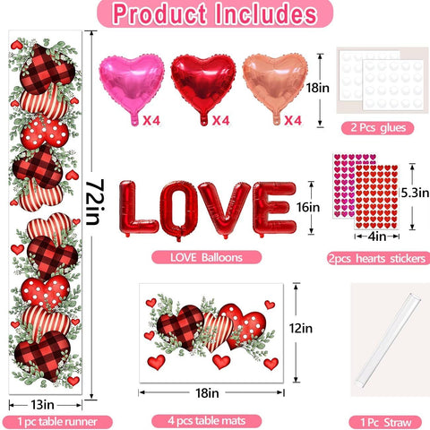 Manteles individuales a juego San Valentín, 12x18 pulgadas, multiwins