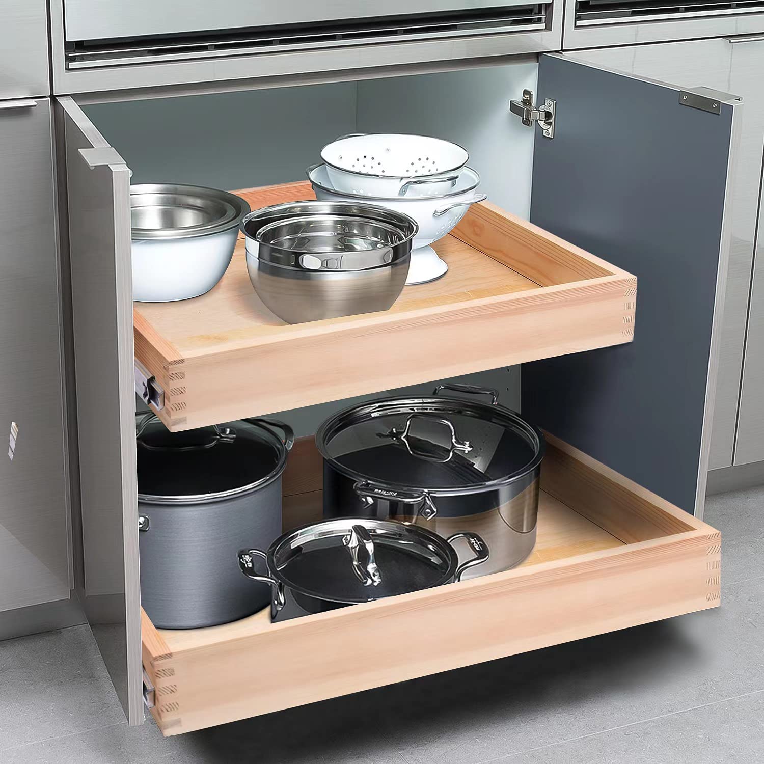 Mulush cajón deslizante de madera, dimensiones externas 28x21x3 para planificar almacenamiento.