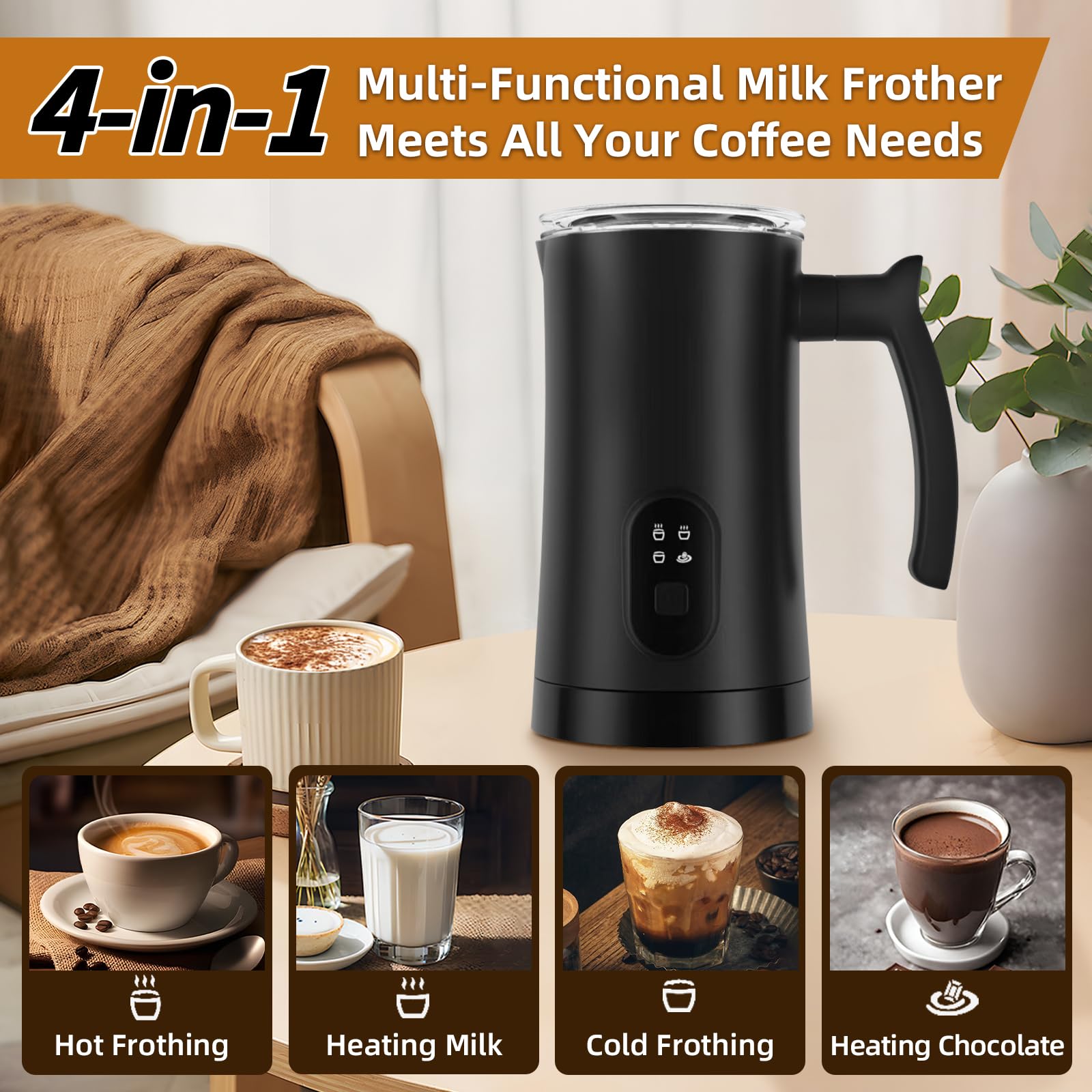 MUMAO espumado caliente y frío para capuchinos y cafés con leche.