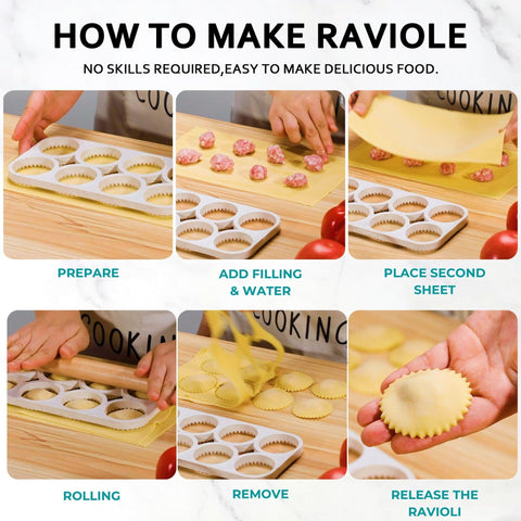 Contenido del kit de ravioli MUMSUNG para uso en casa.