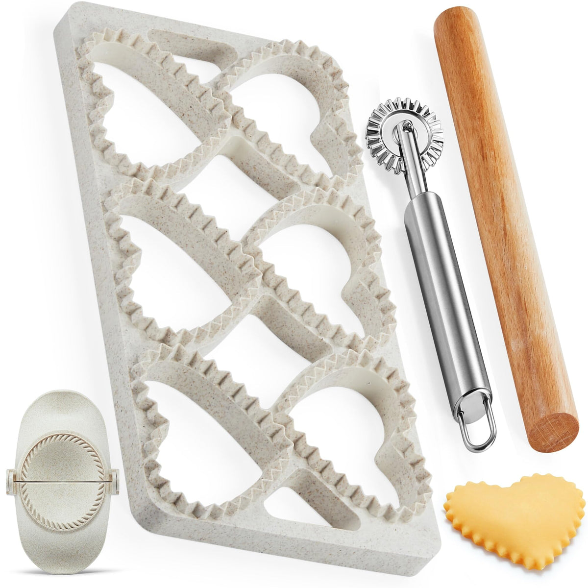 Prensa MUMSUNG para ravioli con forma de corazón, ideal para ravioli uniformes en casa.