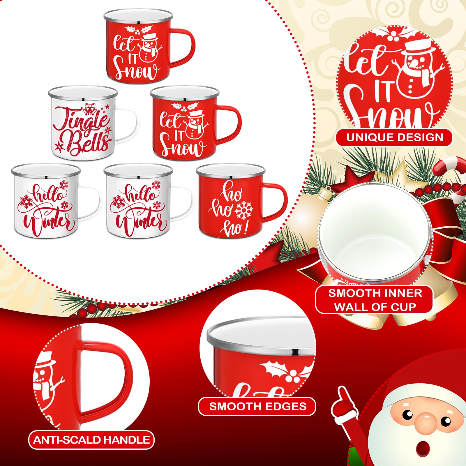 Taza Mumufy esmalte para exterior, ideal para camping y viajes navideños