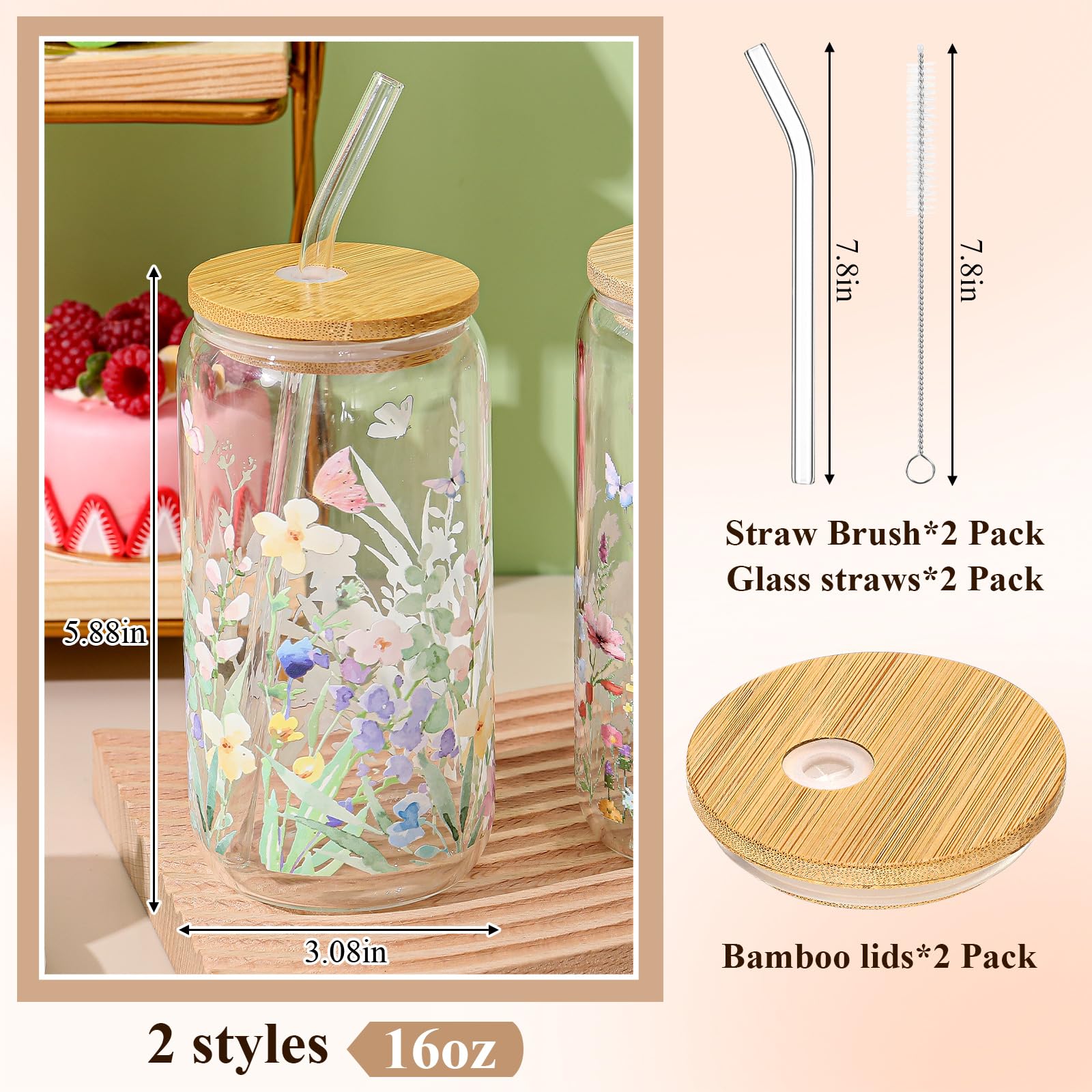 Vaso Mumufy muestra el diseño floral frontal, perfecto para hogar y oficina.