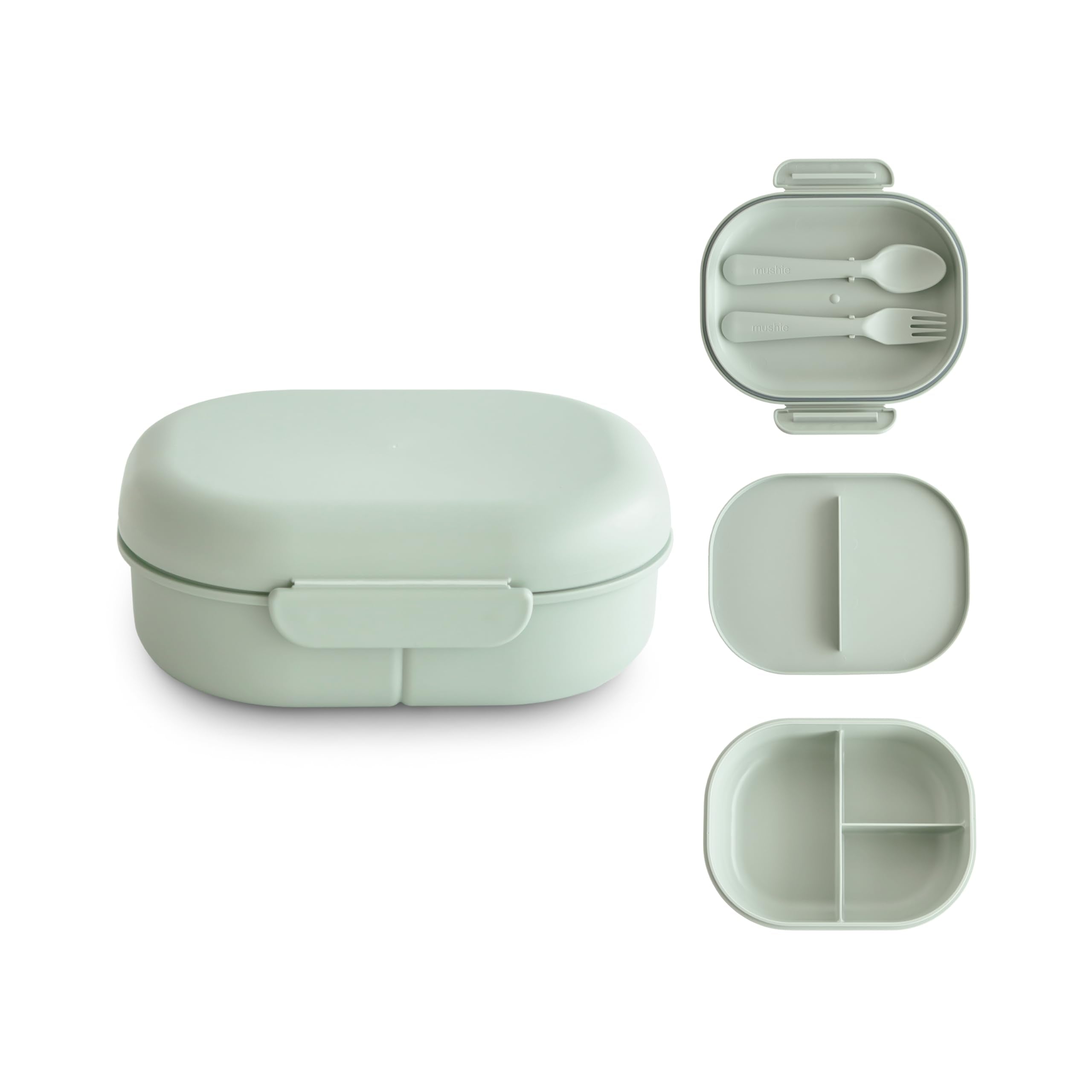 Mushie Kids Bento con tres compartimentos para porciones organizadas y fáciles de usar.