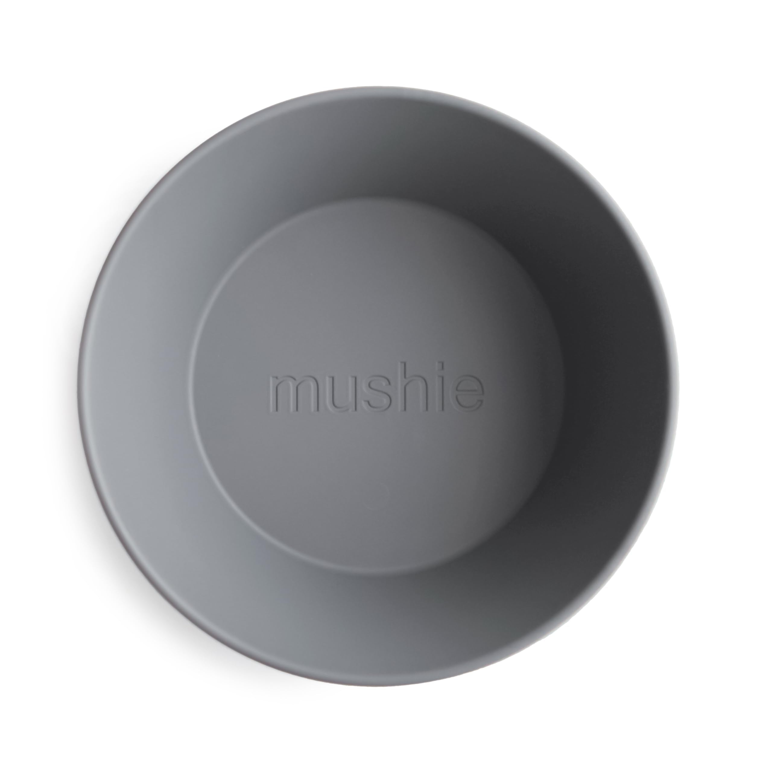 Cuenco Mushie humo, diseño ergonómico para manos pequeñas.