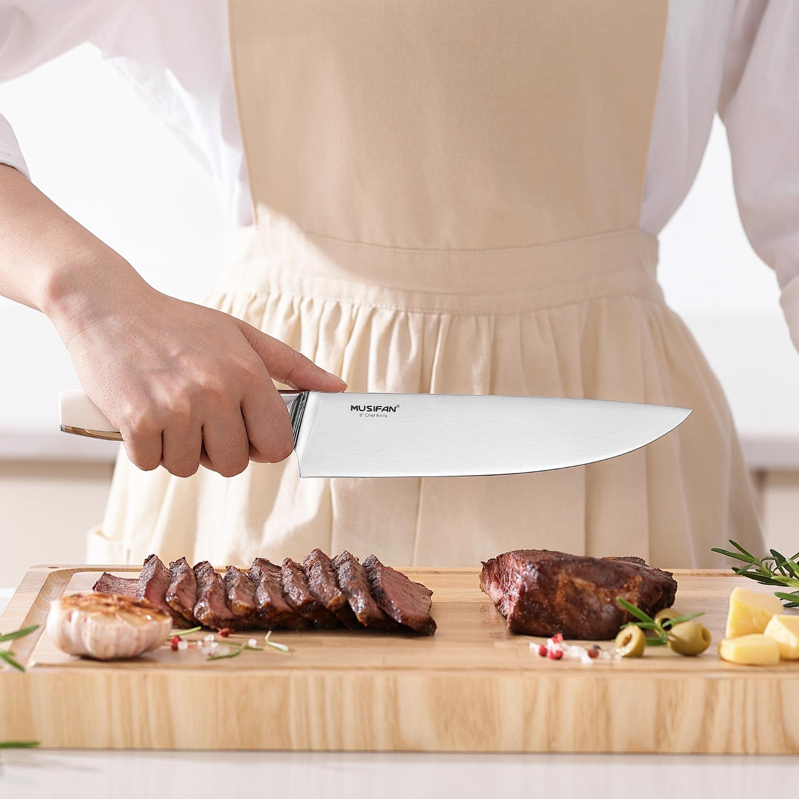 Cuchillo chef Musifan afilado de alto carbono para cortes limpios