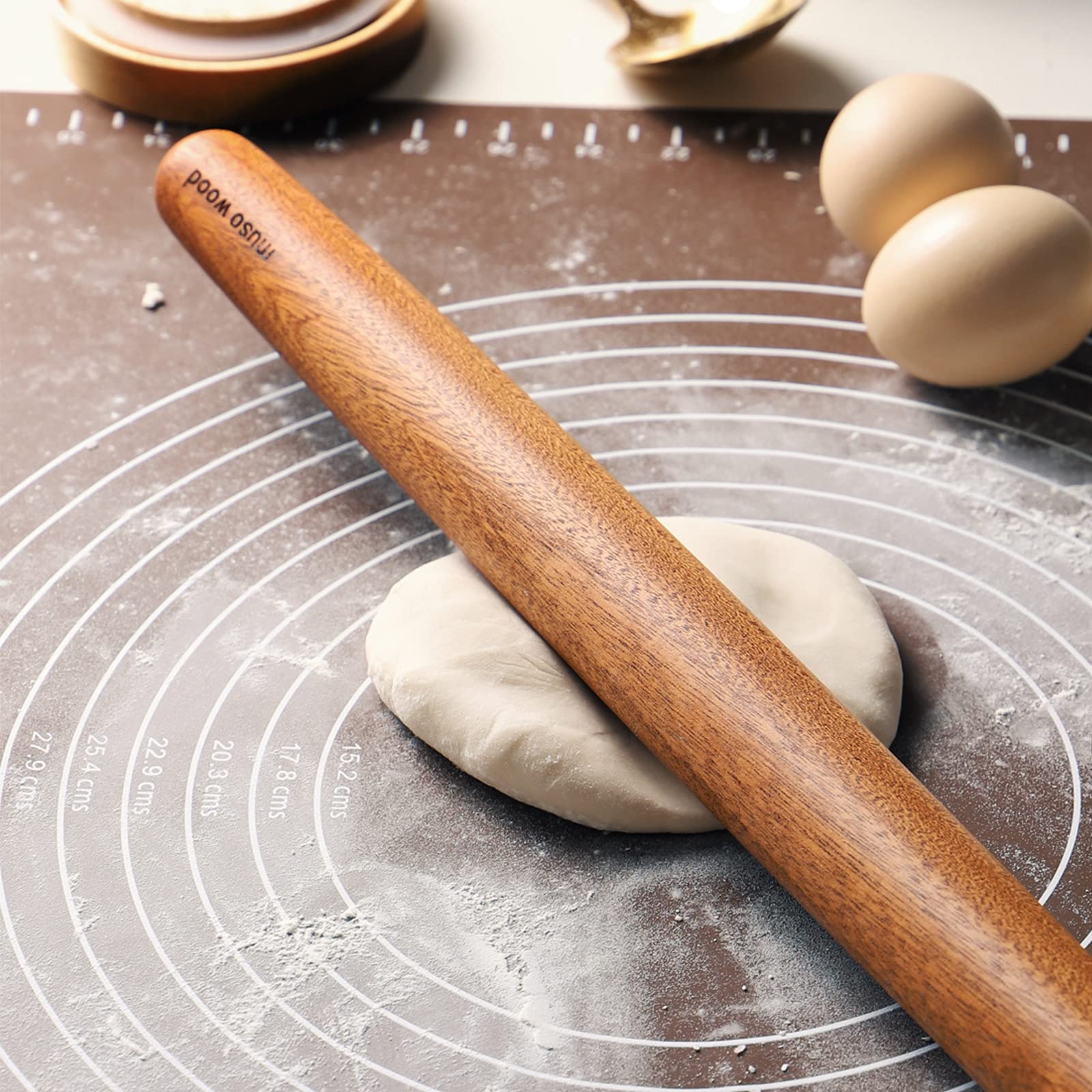 Rodillo Muso Wood de sapele, superficie lisa para masa sin pegar.
