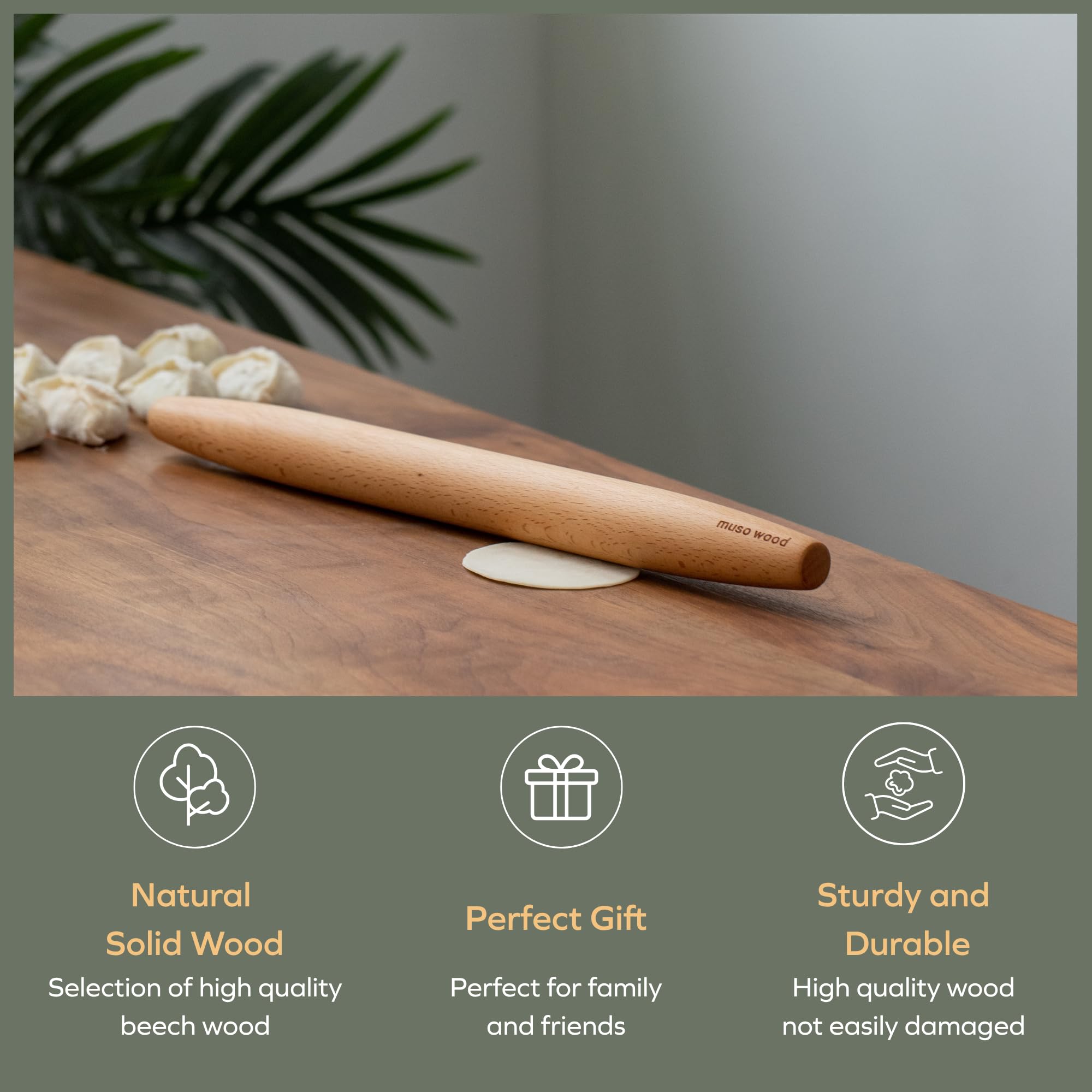 Musowood rodillo francés de madera almacenamiento cómodo y servicio al cliente