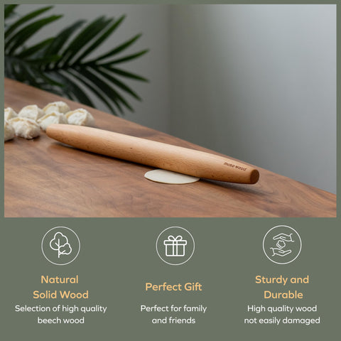Musowood rodillo francés de madera almacenamiento cómodo y servicio al cliente