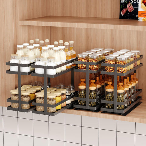Mustorn estante especias deslizante 4 pack, acceso rápido a condimentos.