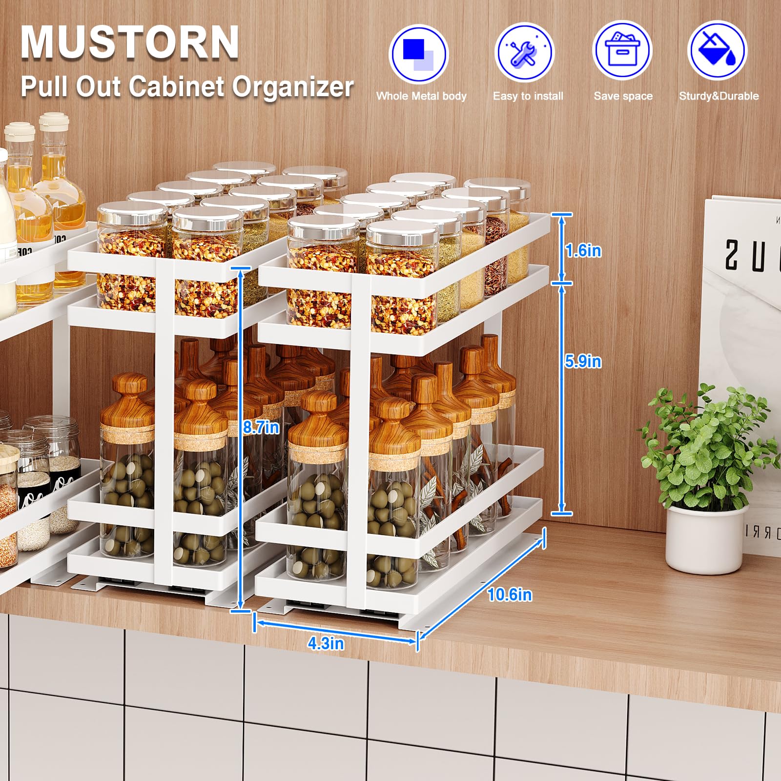 Mustorn organizador-especias para armario ofrece gran capacidad de almacenamiento.