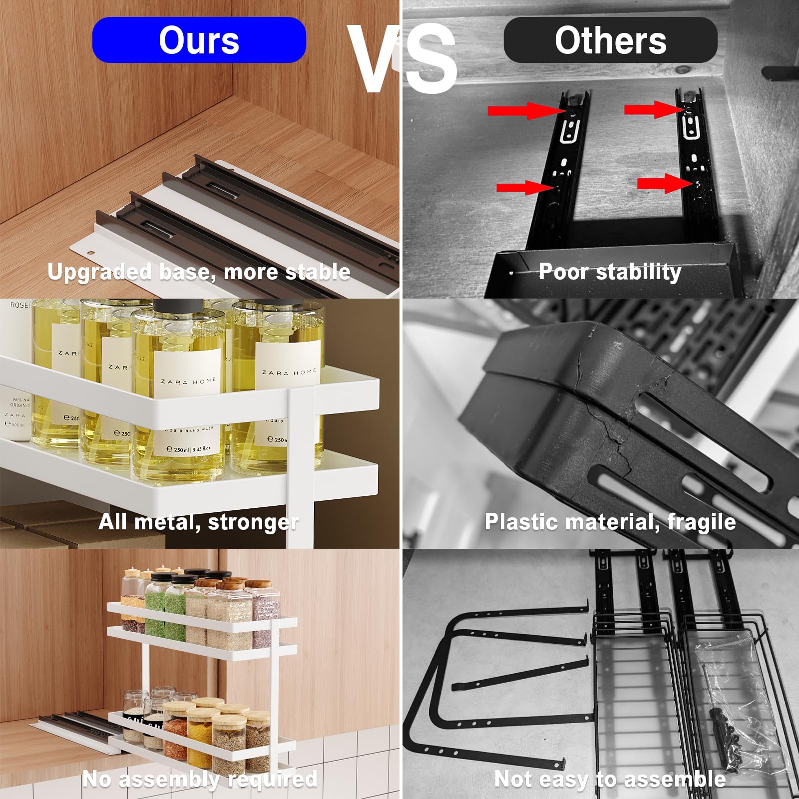 Mustorn organizador-especias con bordes elevados evita caídas al extraer.