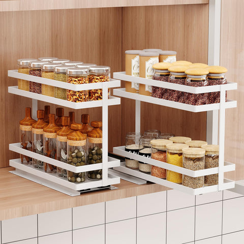 Mustorn organizador-especias deslizante con dos niveles para acceso rápido a especias.