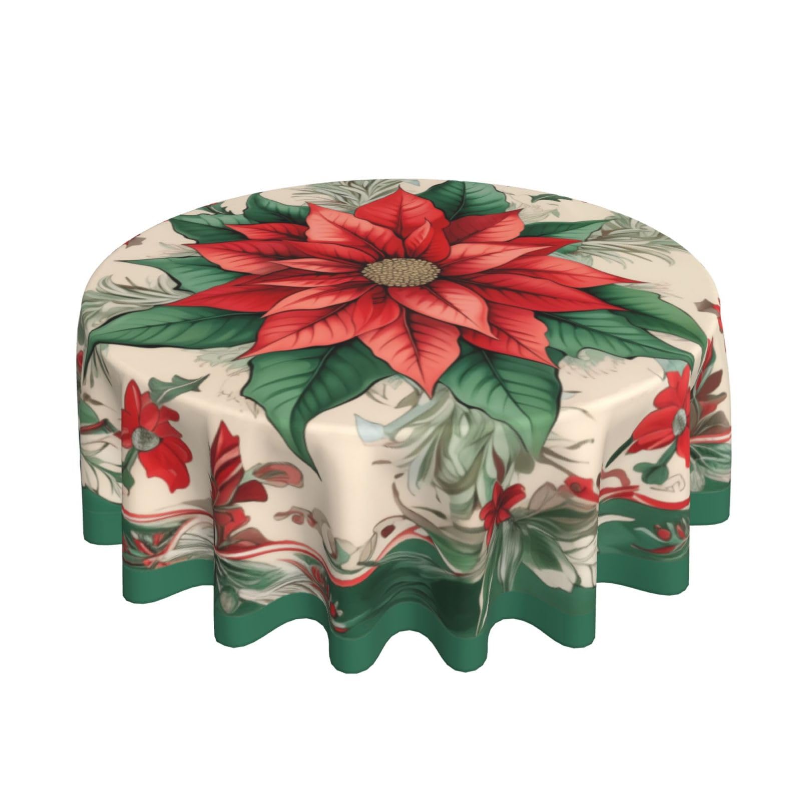 Mutakin mantel navidad flores redondo 60pulgadas: decoración elegante para cena