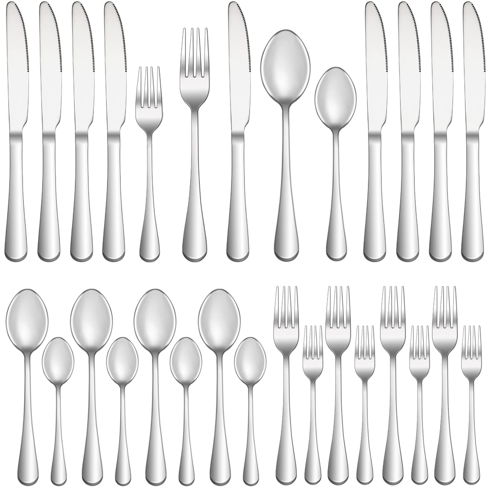 MUTNITT cubiertos 20 piezas para 4, acabado espejo, ideal para cenas formales