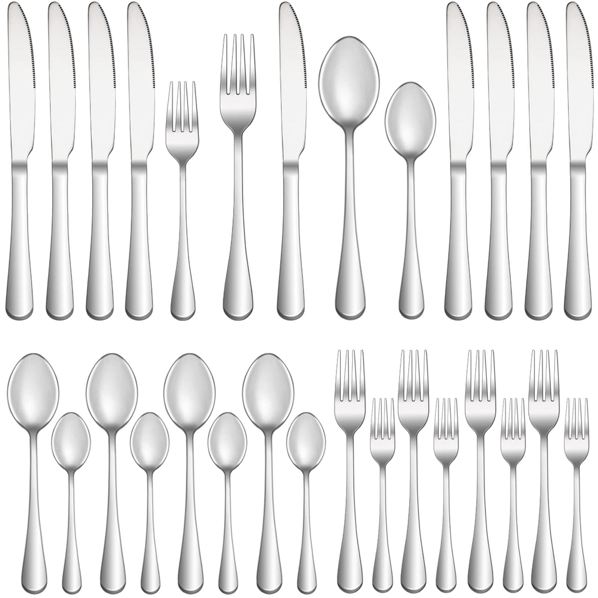 MUTNITT cubiertos 20 piezas para 4, acabado espejo, ideal para cenas formales