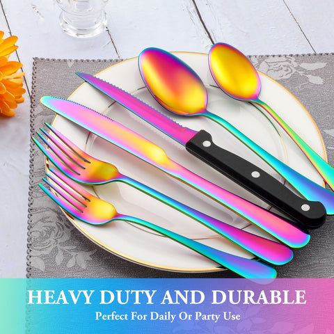 Mutnitt diseño arcoíris, utensilios para comidas familiares y fiestas.