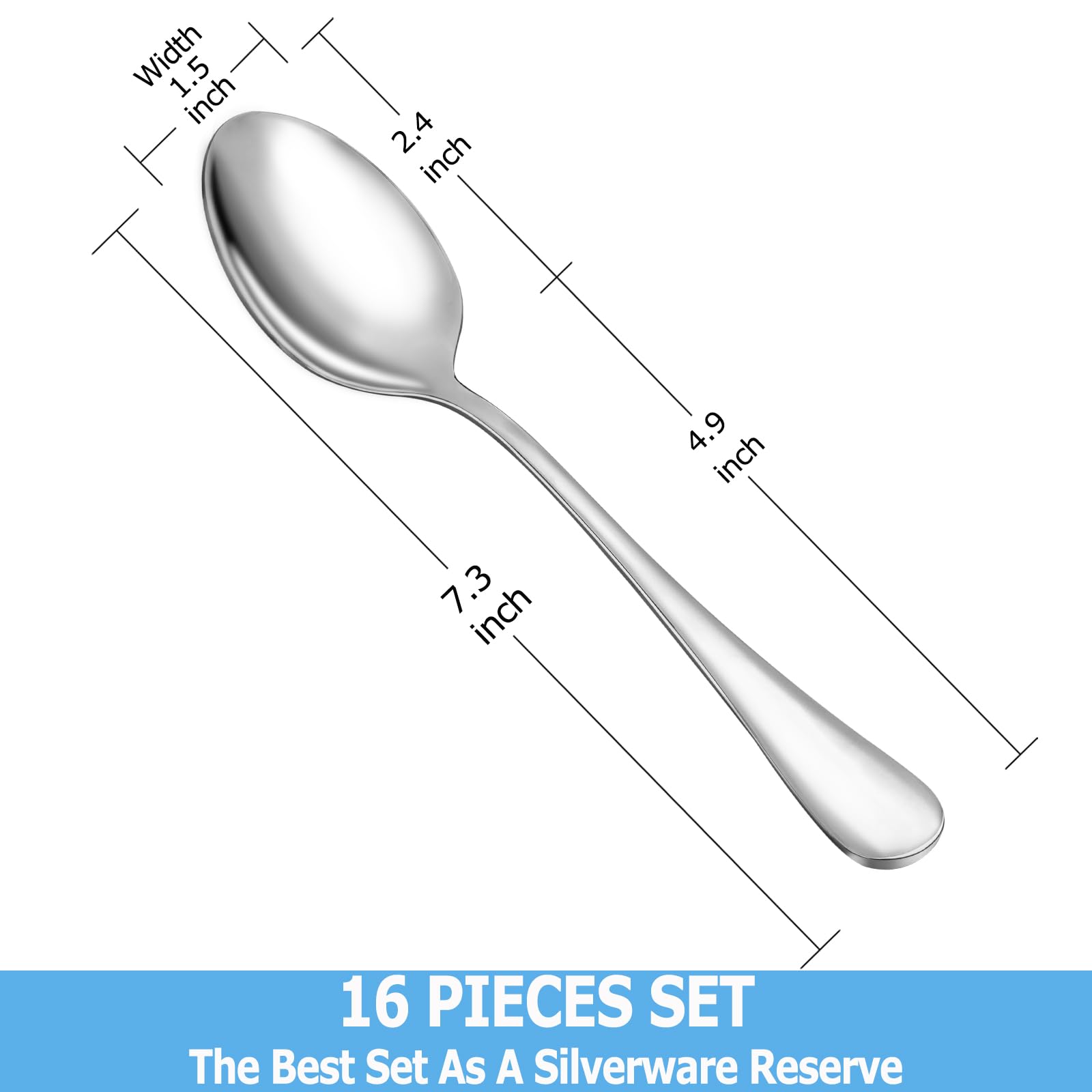 MUTNITT cucharas de cena 7,3 pulgadas, acabado espejo, ideales para cenas elegantes.