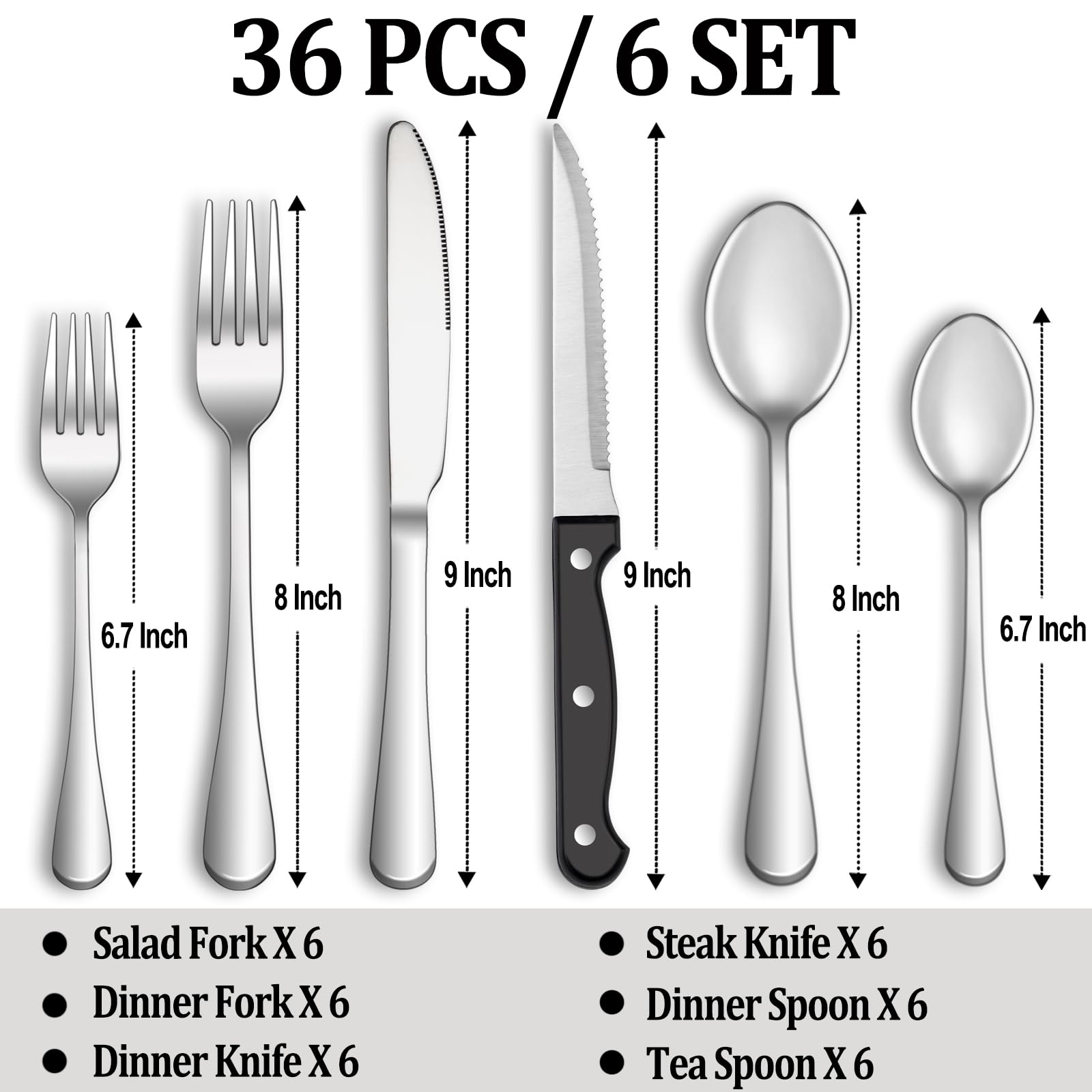 MUTNITT cuchillos de bistec acero inoxidable para uso diario
