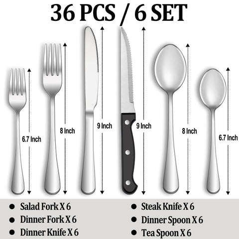 MUTNITT cuchillos de bistec acero inoxidable para uso diario