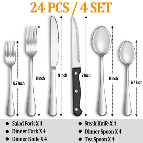 MUTNITT: cuchillos para steak de acero inoxidable, afilados y duraderos para cenas.