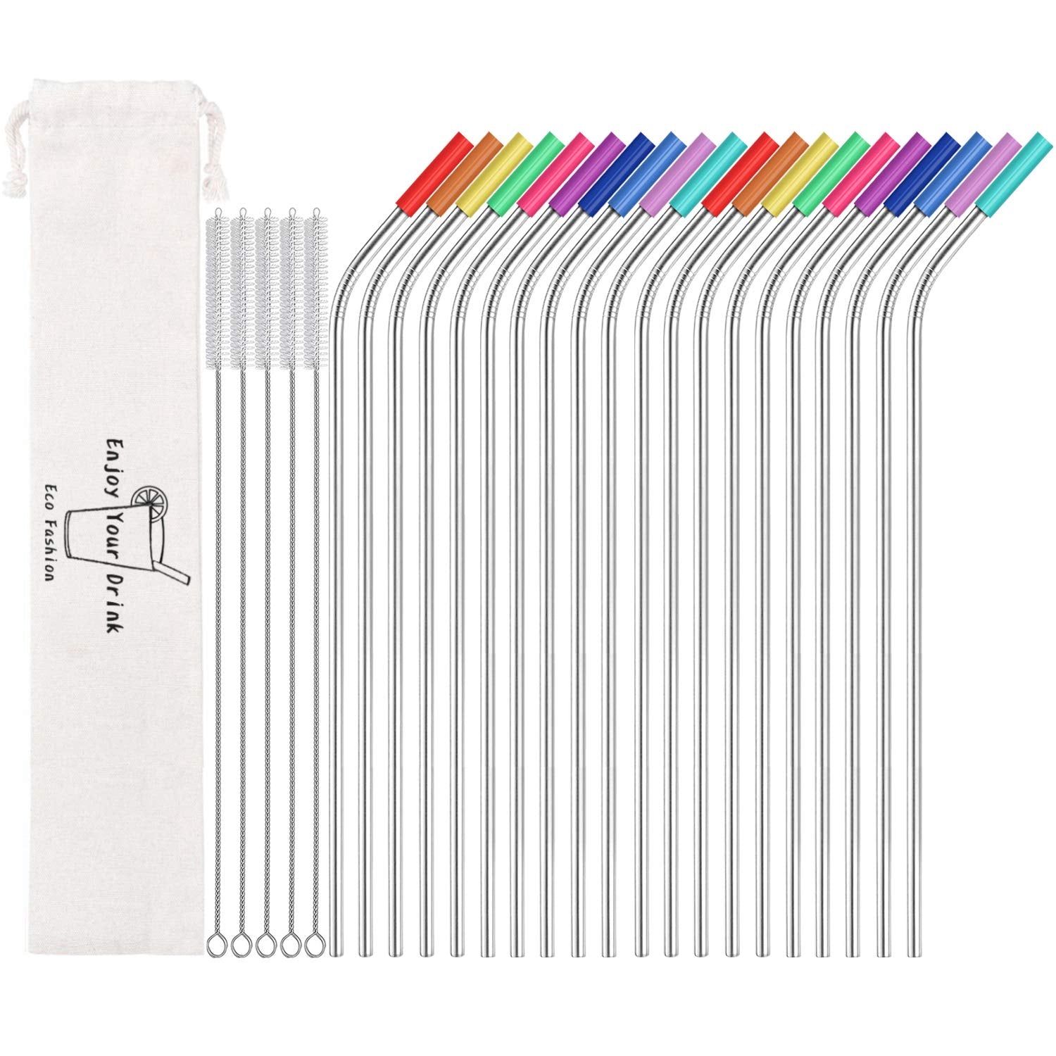 Mutnitt pajillas de acero inoxidable curvadas de 10.5 pulgadas para bebidas