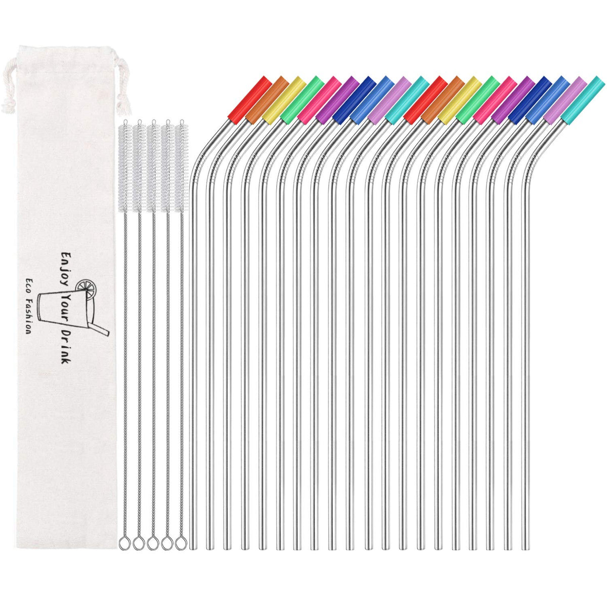 Mutnitt pajillas de acero inoxidable curvadas de 10.5 pulgadas para bebidas