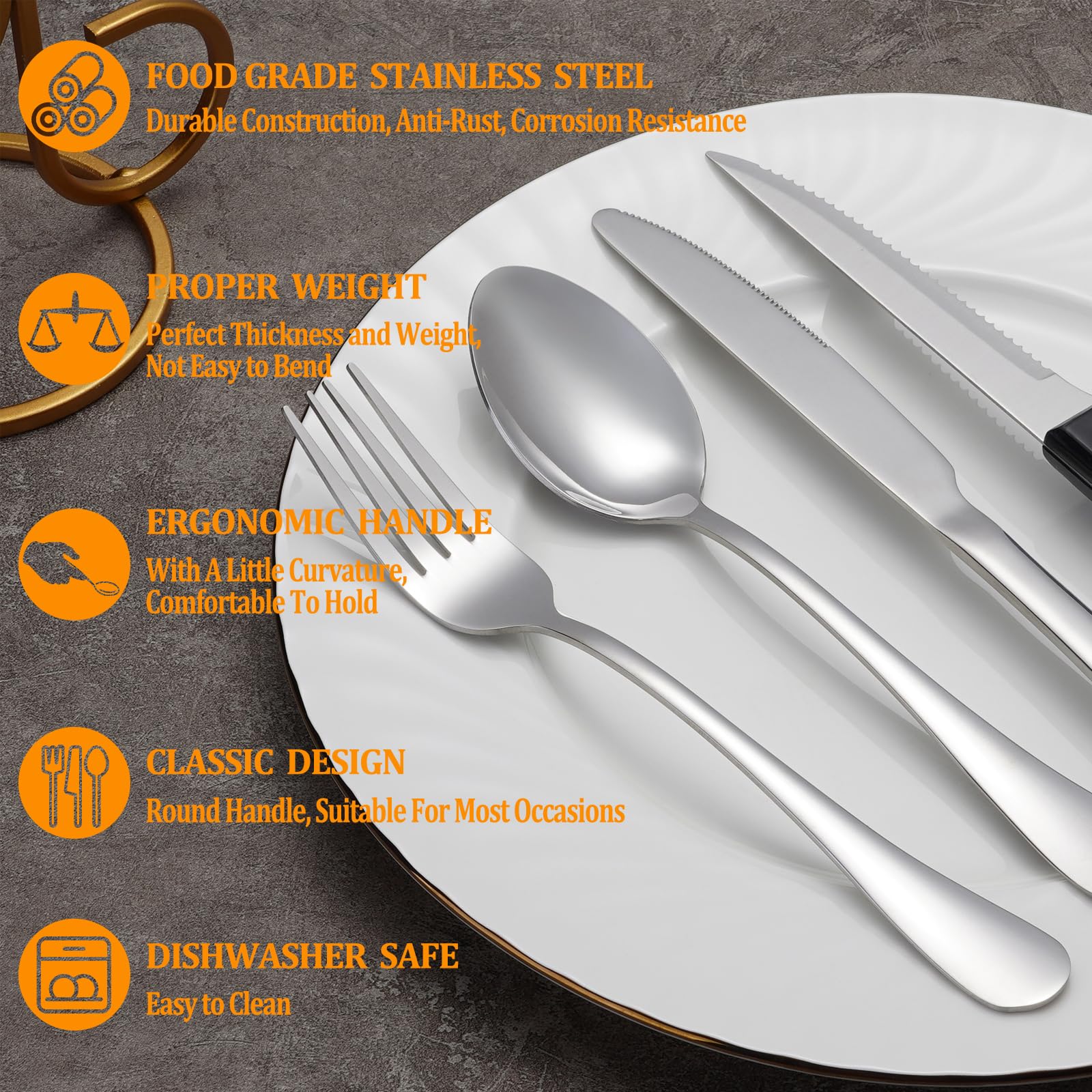 MUTNITT tenedores de cena acero inoxidable, acabado duradero
