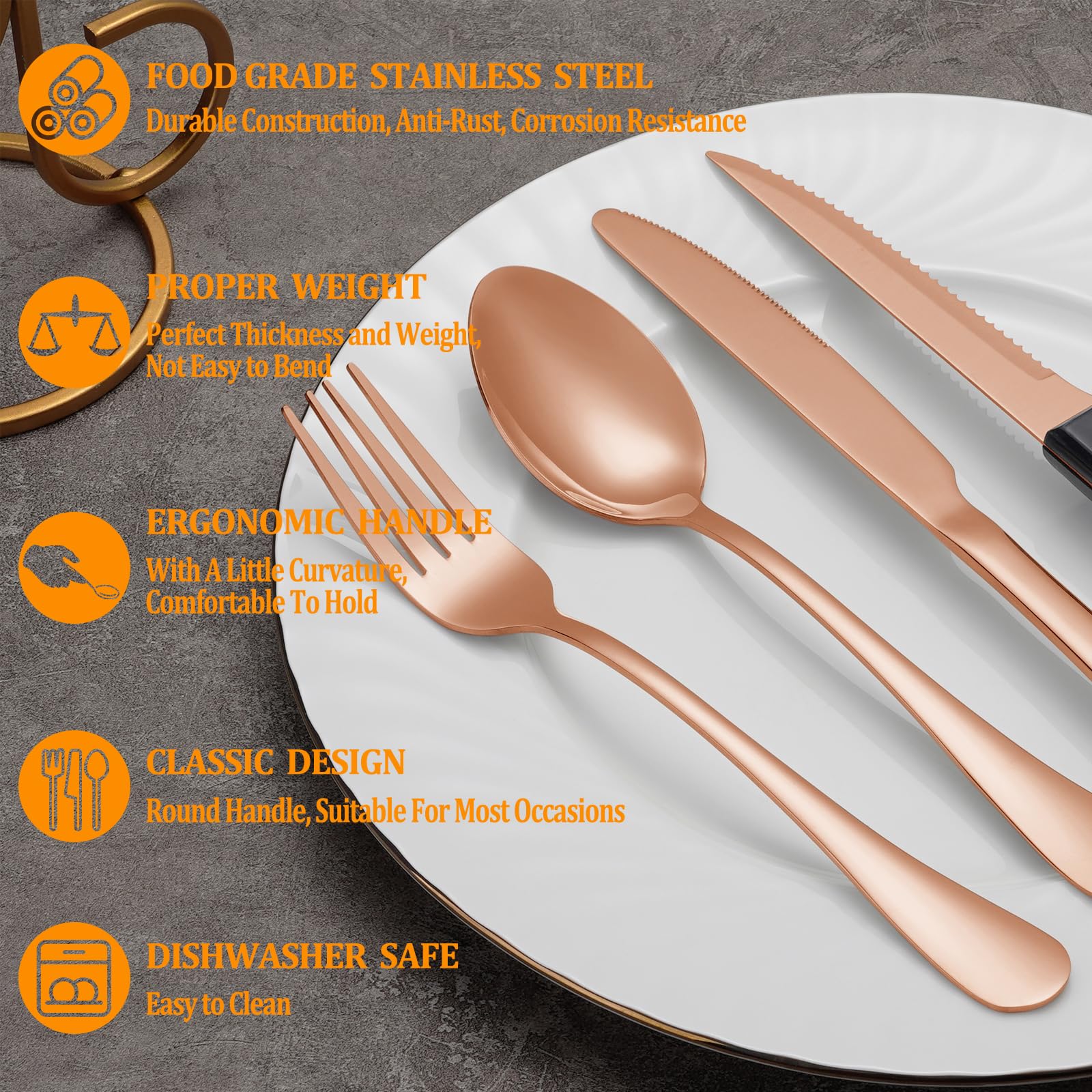 Tenedores de cena MUTNITT en oro rosado para comidas formales