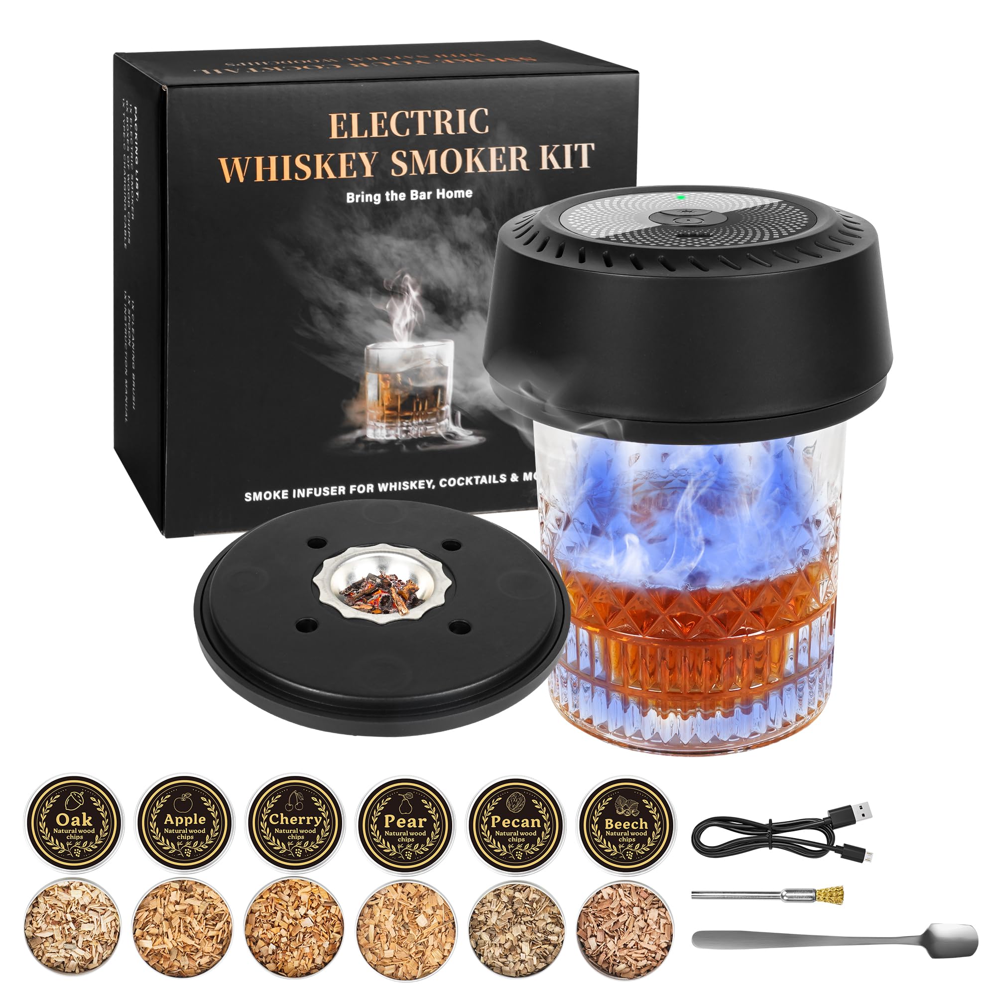 Mutouhe kit ahumador eléctrico para whisky, presentación de regalo elegante.