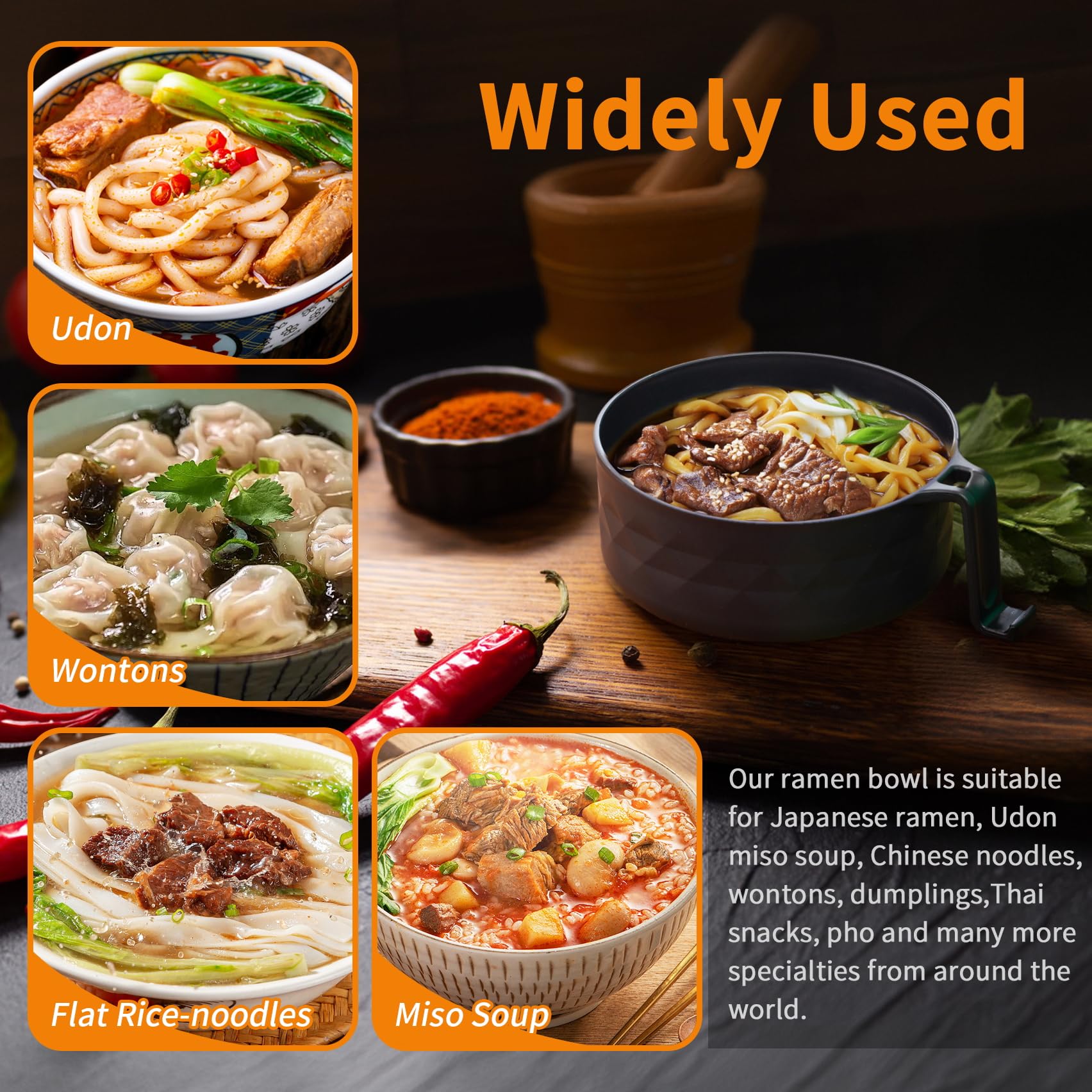 MUUBOOX olla para ramen, manija lateral para sostener y ver contenido.