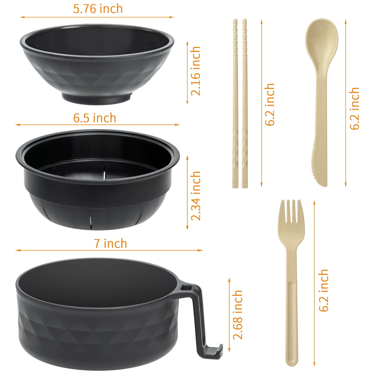 MUUBOOX olla para ramen, tazon filtrante en medio para drenaje cómodo.
