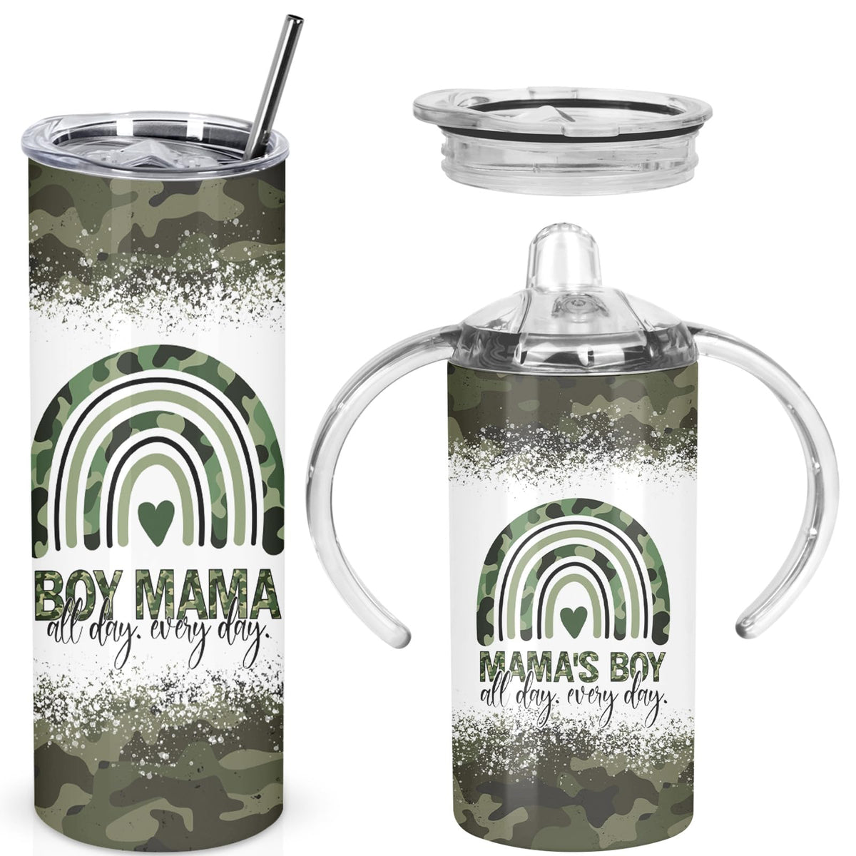 Muwnrol Mama y Mini Tumbler Set con patrón camuflado, conjunto completo para regalo.