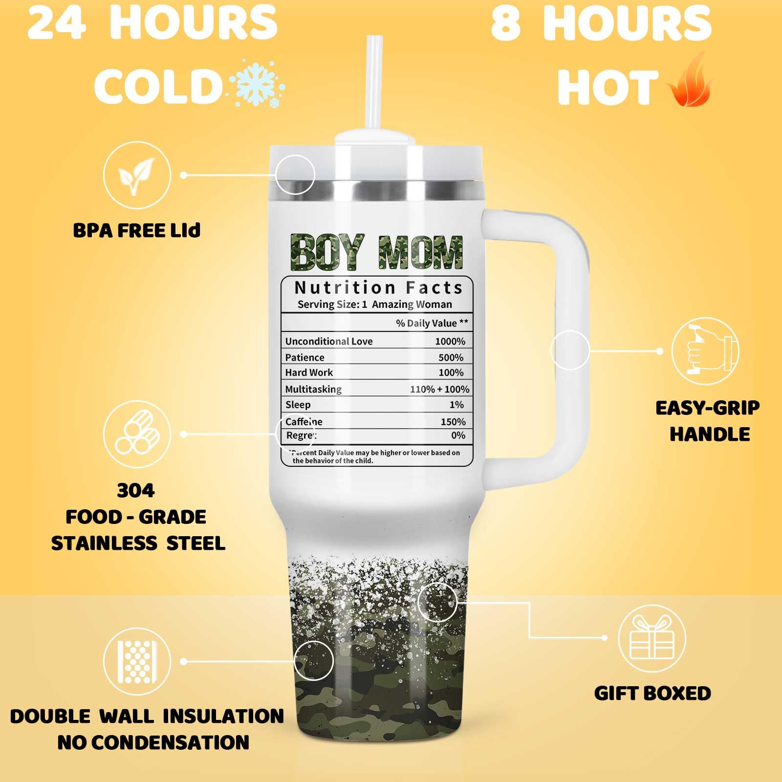 Muwnrol termo 40oz acero inoxidable 304, resistente y reutilizable para diario.
