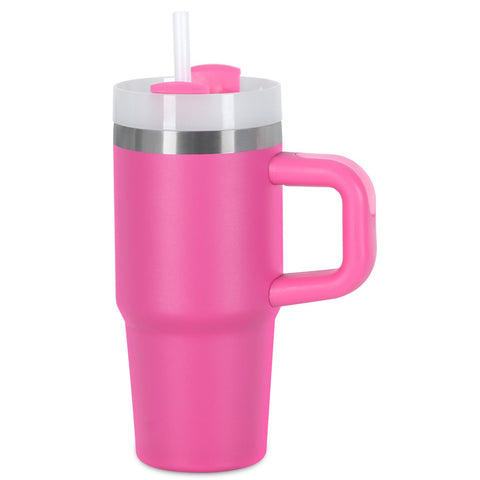 Muwnrol 14oz tumbler para niños con asa rosado, cómodo de sostener en casa o escuela.