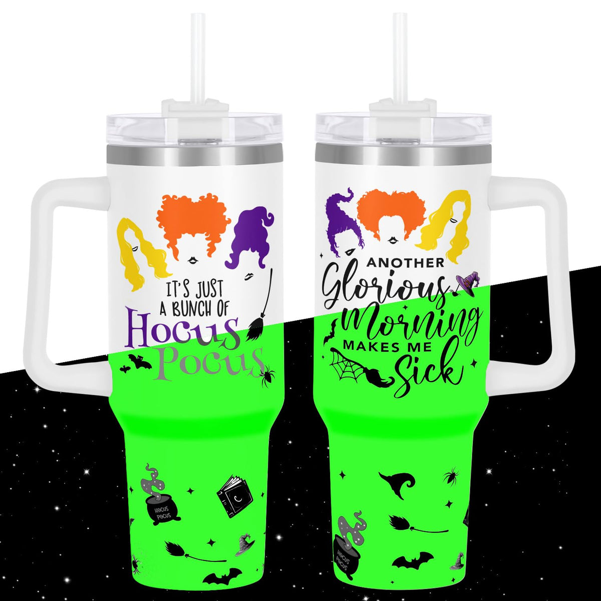 Muwnrol Tumbler brillo nocturno ideal para fiestas de Halloween al aire libre