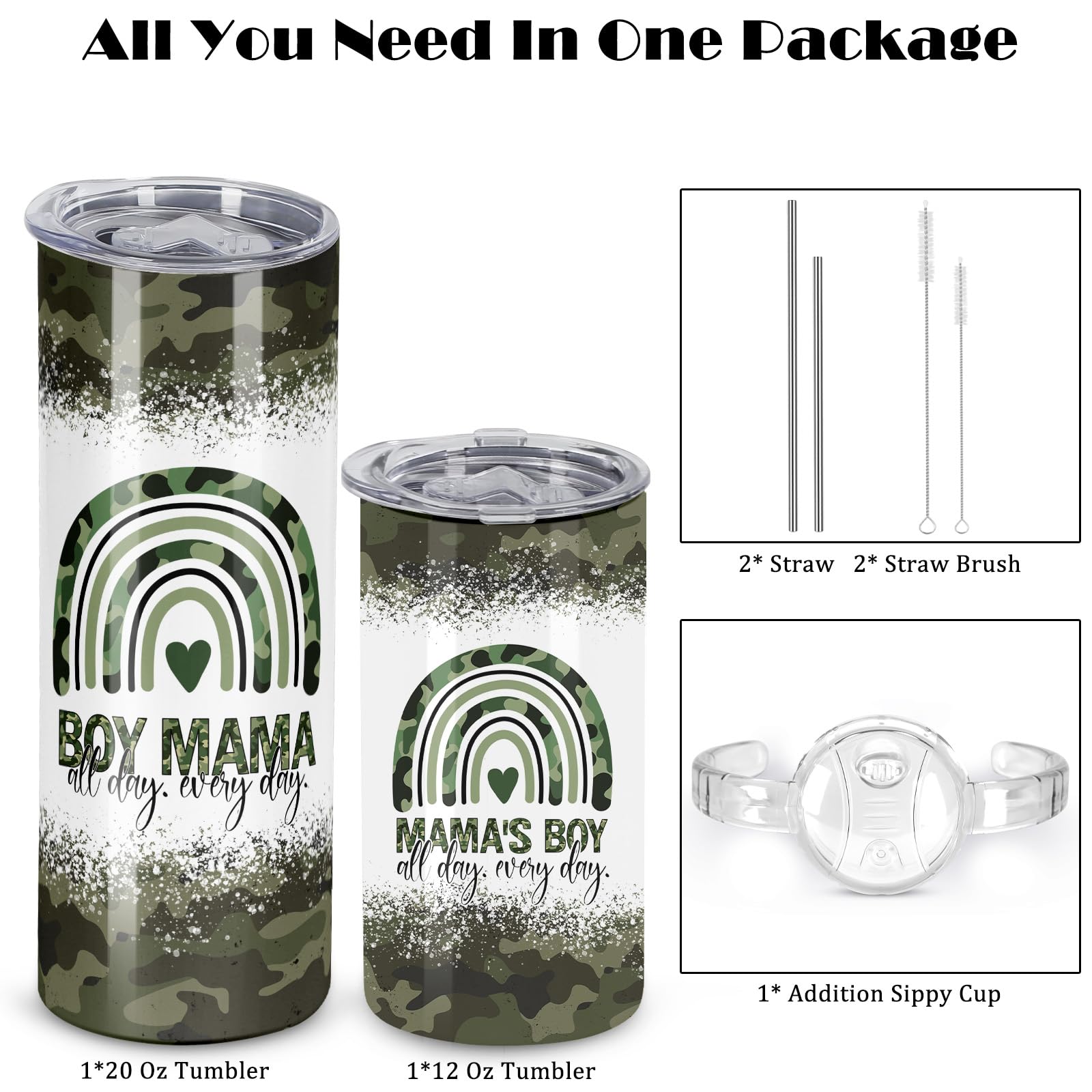 Muwnrol Tumbler Set Mama Nino, dos tapas, adecuado para etapas de crecimiento.