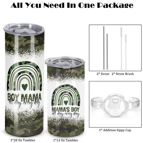 Muwnrol Tumbler Set Mama Nino, dos tapas, adecuado para etapas de crecimiento.